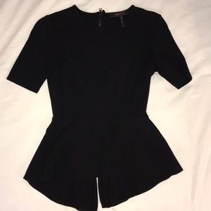 BCBG MAXAZRIA PEPLUM TOP BLACK SIZE XXS